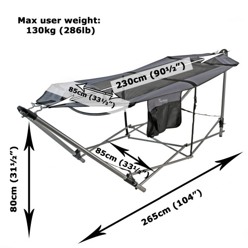 Grey Portable Hammock with Metal Stand Frame 1