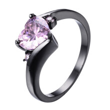 Women's Heart-Shaped Zircon Wedding Band Pink Size 6