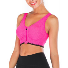 Women's Sports Bra with Front Zipper Padded Stretch