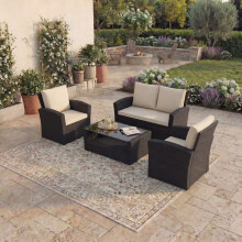 (Black) Mylor 4 Seater Rattan Outdoor Garden Set UKFR