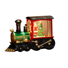 Lanterne boule à neige en forme de train de Noël avec lumière LED