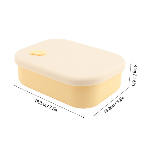 Yellow Silicone Lunch Box 3 Compartments Microwaveable Food Container 1