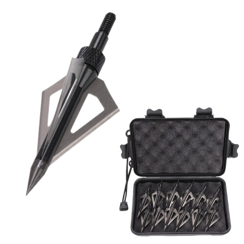 Crossbow Broadheads 3-Blade 12-Pack with Storage Box