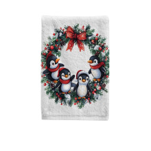 Penguins Wreath Hand Towel Cotton Decorative 15.5x29.5 Inch