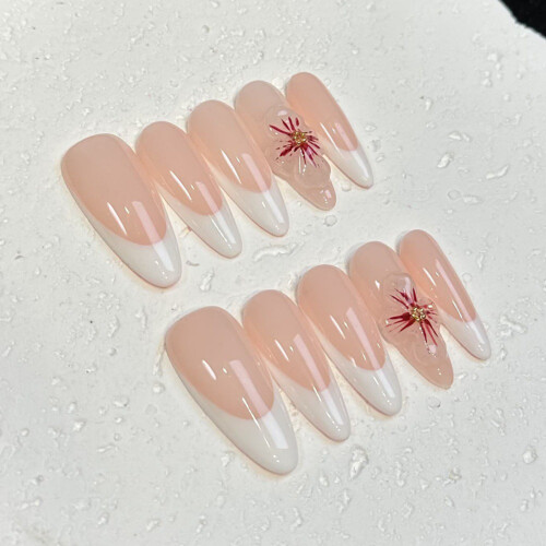 (L) French Tip False Nails - Reusable & Elegant 2