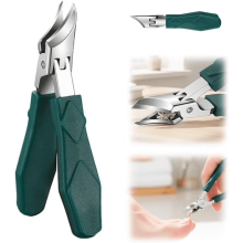 2026 Neue abgewinkelte Nagelschere, Edelstahl, spritzwassergeschützt, breite, schräge Backe, für dicke Finger- und Zehennägel, Grün