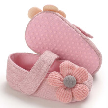 Infant Baby Boys Girls Slippers Cozy Fleece Flower Booties Soft Bottom Warm Cartoon Socks Newborn Crib Shoes Pink 0-3Months