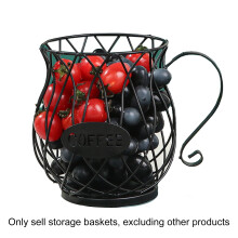 Fruit Basket Hollow-Carved Design Large Capacity Wrought Iron Thick Vegetable Storage Holder for Home
