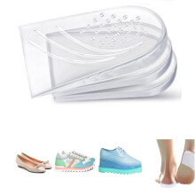3 Layers Height Increase Insoles, Heel Design Transparent Gel Inserts,Washable Insoles for Supination & Pronation Correction(L)
