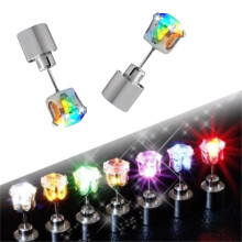 LED-lysende ørestikker, glødende diamantkronedesign – kompatibel med fester, bryllupper, festivaler (flerfarvet)
