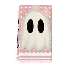 YFTDEF Pink Ghost Kitchen Towels, 18x26", Bow Knot, Absorbent Cotton – Halloween Decor & Gift, Compatible with Kitchen Use