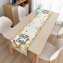 Easter Table Flag Linen Double-Sided Tablecloth 13 x 59 Inch Holiday Dining Decor