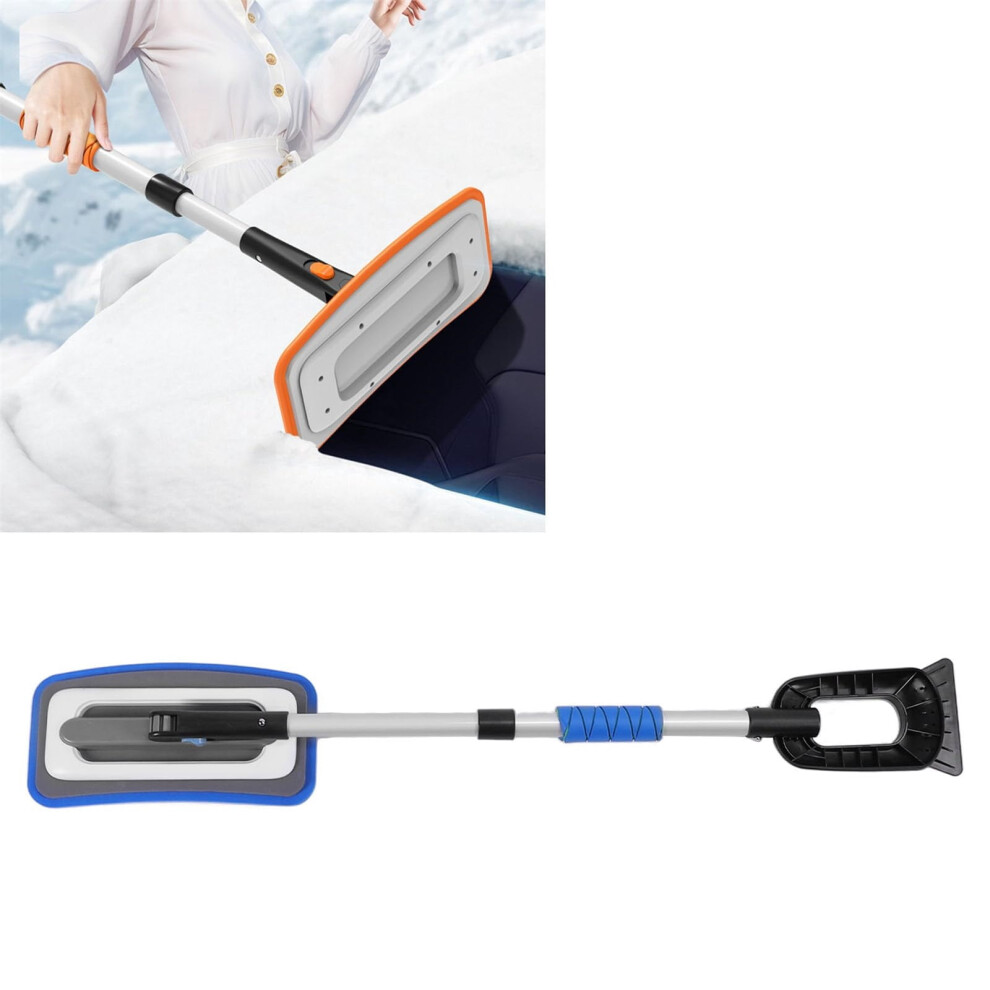 35.4" Adjustable Snow Brush With Ice Scraper, 10 Gear Length Aluminum Handle For Car Truck Suv Orange 9448483886192