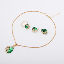Best-Selling Crystal Teardrop Peacock Jewelry Set, Pendant Necklace, Earrings, and Ring for Women