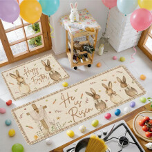 Easter Family Decor Kitchen Rug Set of 2 - 47x16in & 24x16in Non-Slip Floor Mat for Entryway Hallway Holiday Decor