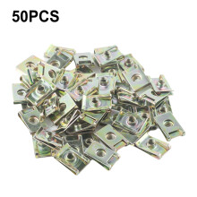 50Pcs Spring Metal Plate Car Door Panel Mudguard U Screw Speed Clips M6 Nuts