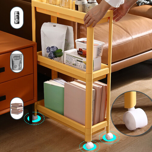 Slim Rolling Storage Cart, Narrow Kitchen Organizer, Compact Storage Shelving Unit, Practical Rack for Small Spaces
