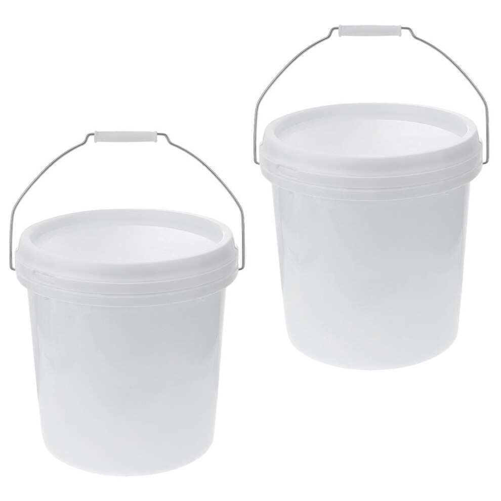 2Pcs Portable 10L White Round Paint Bucket Lid For Storage 9448483942904
