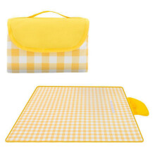 Picnic Blanket - Outdoor Blanket Waterproof and Sandproof - Beach Mat, Foldable Portable Plaid Blanket for Lawn, Park, Beach, Picnic, Travel - Yellow