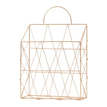 Golden Metal Hanging Shelf Basket - Wall Mounted Storage Organizer for Kitchen Bathroom