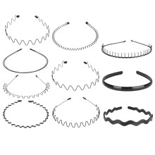 Metal Headbands Unisex Wavy Non-Slip Elastic Sports Black
