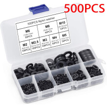 Nylon Flat Washers Black M2-M10 500 pcs
