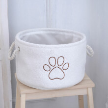 AuroraX Foldable Quilted Canvas Laundry Basket with Handles – Cute Cat Design, White Storage Hamper for Clothes, Blankets & Toys