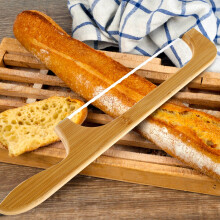 Stainless Steel Bread Bow Cutter, Left/Right-Handed, Wood Handle, Serrated, 15.7", for Bagels & Baguettes