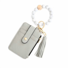 Boho Beaded & Tassel Keychain, Boho Style Beaded & Tassel Decorated Keychain Wallet for Women,Credit Card Holder Purse