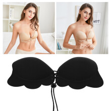 Silicone Strapless Wireless Push-Up Bra Black B Cup
