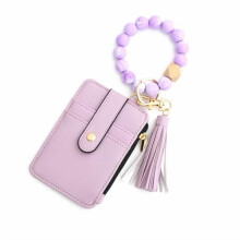Boho Beaded & Tassel Keychain, Boho Style Beaded & Tassel Decorated Keychain Wallet for Women,Credit Card Holder Purse