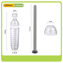 Clear Cocktail Shaker Set Cocktail Shaker and Measuring Jigger Set Drink Mixed Hand Shaker Tools for Bartending and Home Bar