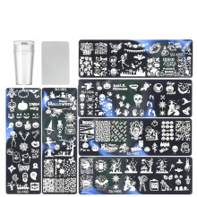 Supplies Printing Plate Set - Halloween and Christmas Stamp Kit with Reusable Stamper Tool for Nail Design