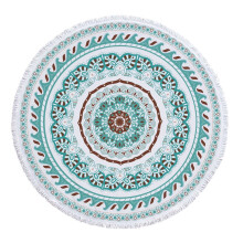 New Microfiber Round Beach Towel Bath Towel Geometric Print with Tassel 150cm