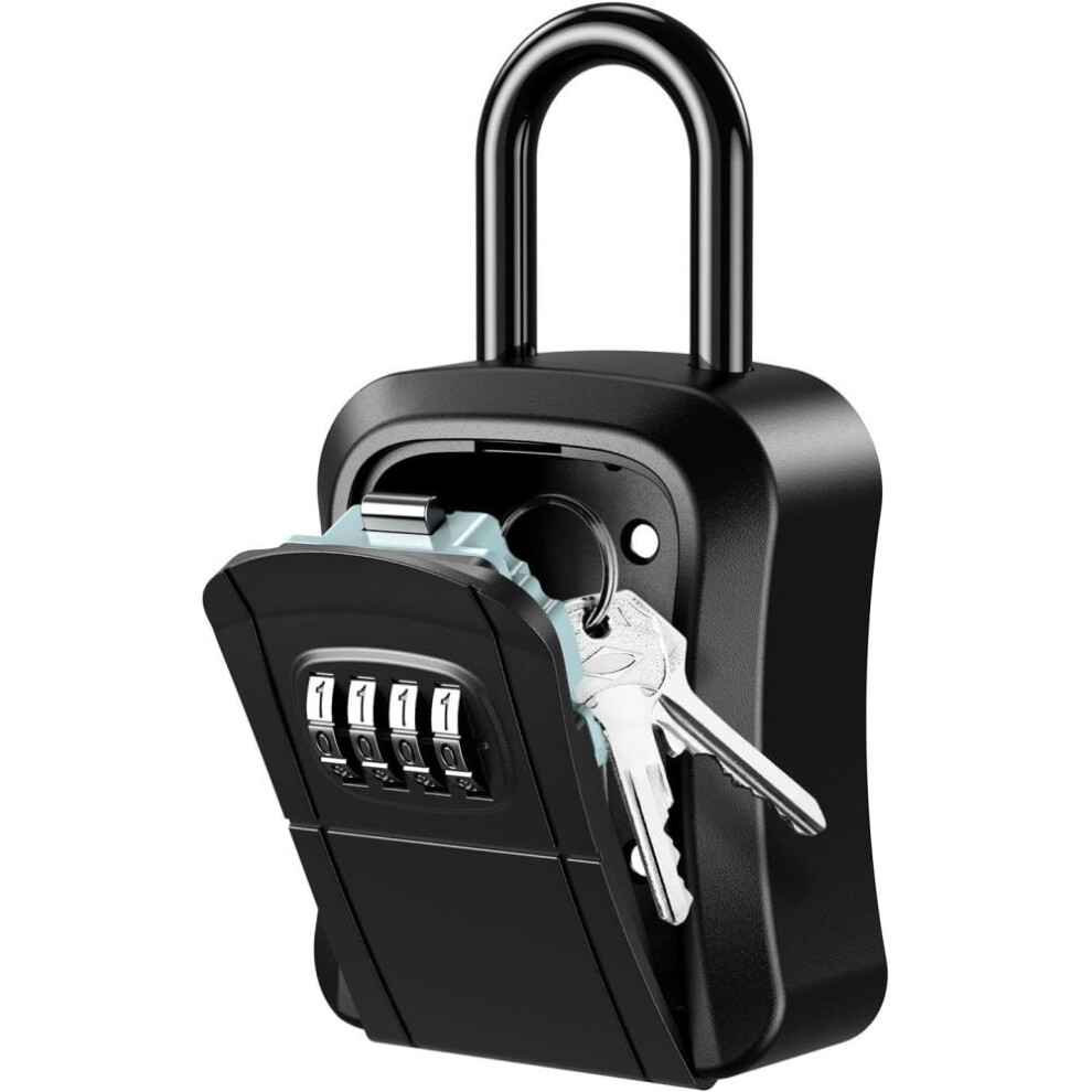 Key Lock Box For Outside, Lock Box For House Key, 4-Digit Combination Security Lockbox, Portable Wall Mounted Storage Lock Box 9448483460583