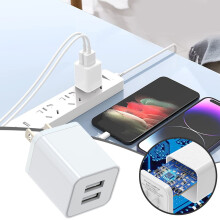 USB Wall Charger, Dual USB Port Cube Power Plug Adapter Fast Phone Charger