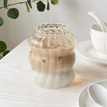 22 Oz Bubble Drinking Water Glasses Tumblers- Glass Cups Cute Ripple Shaped Vintage Ribbed Glassware- Cocktail,Soda, Juice, Coffee, Milk