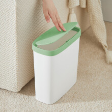 AuroraX Bathroom Trash Can with Press Top Lid Stylish 2.6 Gallon Green Garbage Container Basket Modern Plastic Trash Bin for Toilet Bedroom Kitchen