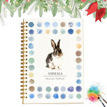 Kit de cuaderno de acuarelas Hugs Garden con animales, 12 pinturas, pincel y libro para colorear – Regalos para mujeres