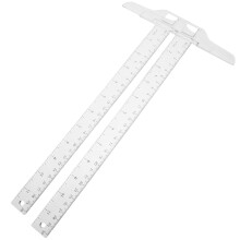 Conjunto de 2 réguas de desenho técnico transparentes em formato de T para desenho e medição de precisão.
