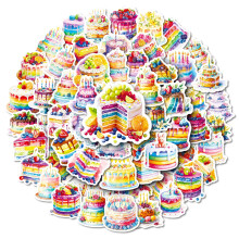56 PCS Rainbow Cake Doodle Stickers Pack, Creative Vinyl Stickers for Water Bottle, Luggage, Laptop, Phone Case, Journal, DIY Decoration
