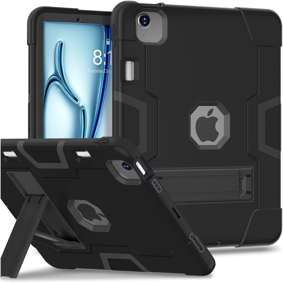 Soatuto Case For Ipad Air 13" M3/M2 (2025/2024), Built-In Pencil Holder, Shockproof Rugged Protective Case (Black) Black 9448483564373