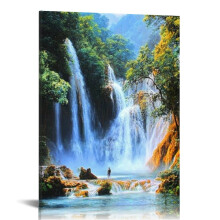 Green Trees & Rivers Tropical Forest Canvas Wall Art, 16x20in – Living Room, Bedroom, Office Decor