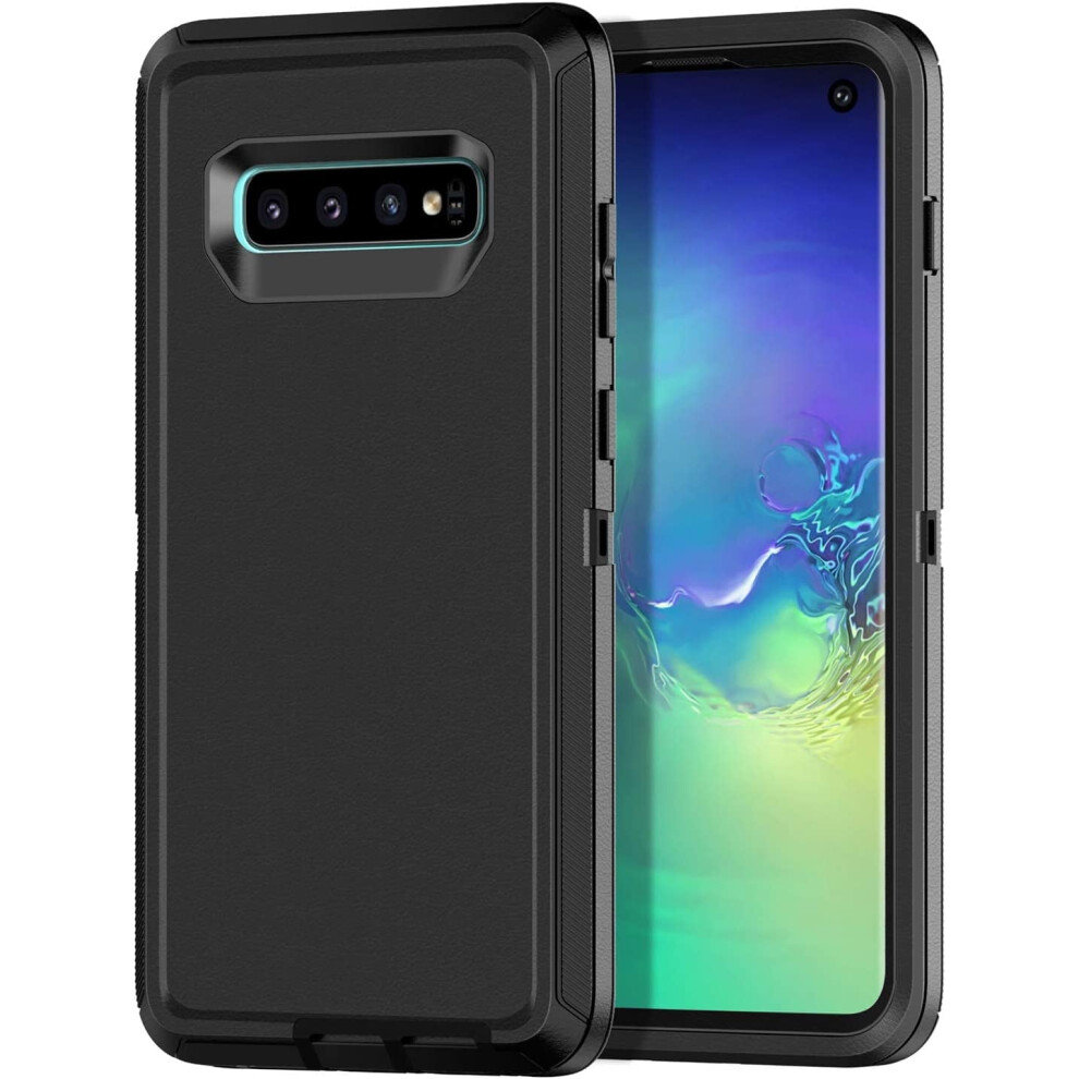 Heavy Duty Triple Layer Case For Samsung Galaxy S10 PlusâShockproof, Dropproof, Dustproof, Anti-Scratch, Black 9448483565929