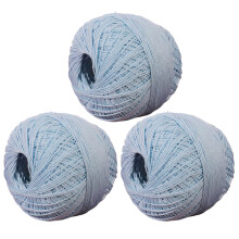 3 Rolls Light Blue Cotton-Linen Yarn (60% Cotton, 40% Linen) for Crochet, Knitting, Weaving – Soft, Lightweight, Fine Thread