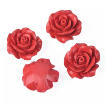10~25mm Red Flower Carved Cinnabar Lacquerware Craft Beads For Jewelry Making-3#Camellia 20mm 10pcs
