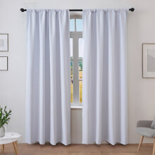 Blackout Curtains for Bedroom 53x87 Inch - Natural Linen Thermal Insulated Blackout Curtains Rod Pocket - Darkening Privacy for Living Room - White