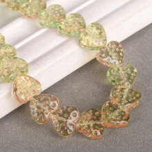 10pcs Heart Shape 13x15mm Strawberry Handmade Lampwork Crystal Glass Loose Beads-Light Green Orange