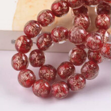10pcs 8mm 10mm 12mm Round Foil Opaque Handmade Lampwork Glass Loose Beads DIY-8mm-Red