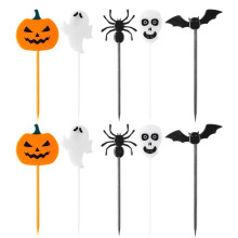 10Pcs Halloween Cupcake Toppers Plastic Toothpicks | Creative Fork Designs for Kids’ Party Treats & Themed Desserts